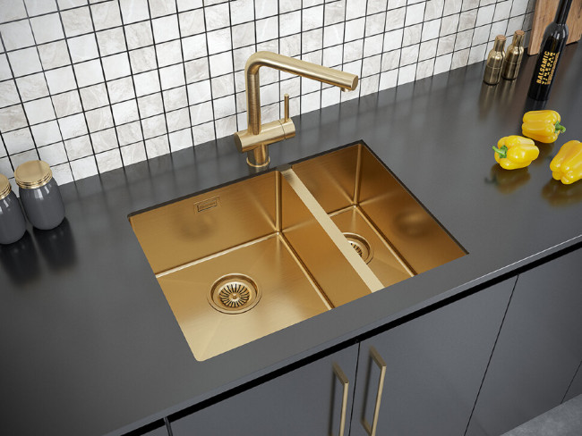 Мойка кухонная Paulmark Annex PM545944-BGL из нержавеющей стали, брашированное золото