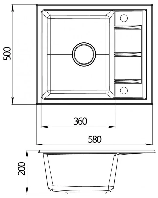 Мойка кухонная Emar Quartz EMQ-1580.Q  оникс