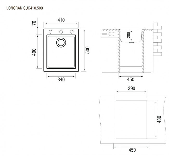 Мойка для кухни Longran Cube CUG 410.500 крома