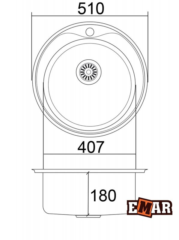 Мойка кухонная  Emar 510C decor нержавеющая сталь