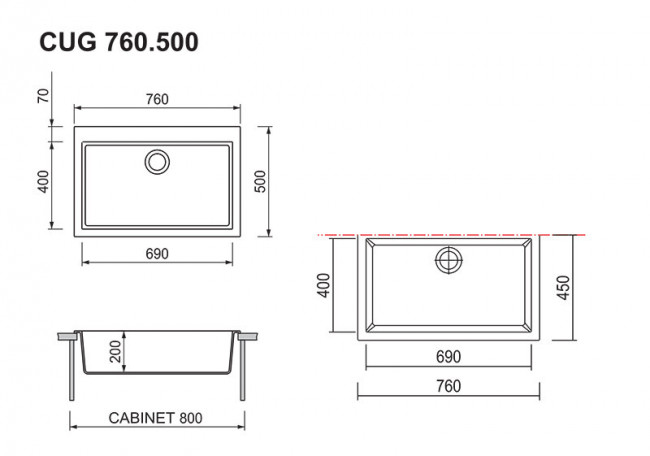Мойка для кухни Longran Cube CUG 760.500 трюфель Мойка для кухни Longran Cube CUG 760.500 трюфель