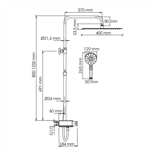 Wasserkraft A113.119.127.CH Thermo Душевая система с термостатическим смесителем Wasserkraft A113.119.127.CH Thermo Душевая система с термостатическим смесителем