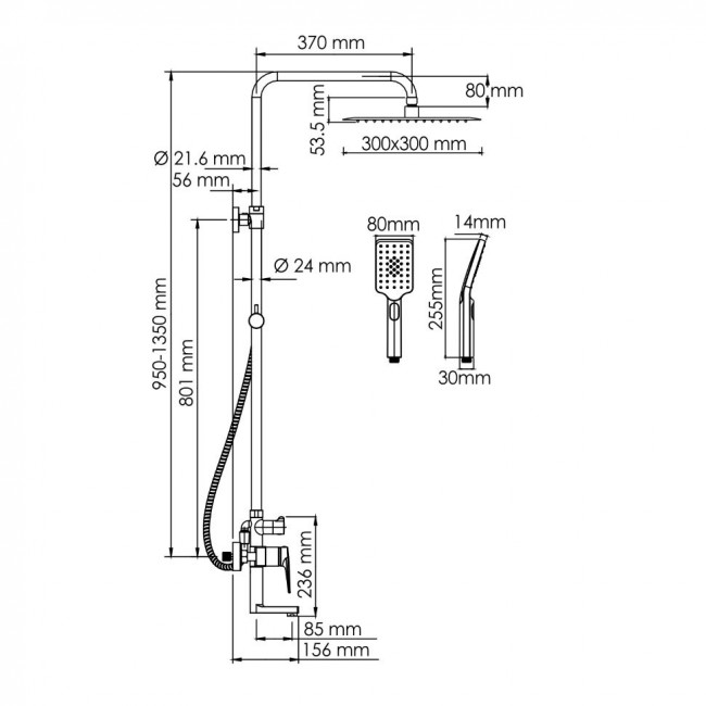 Wasserkraft A155.260.201.BG Душевая система со смесителем Wasserkraft A155.260.201.BG Душевая система со смесителем