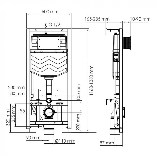 Инсталляция Wasserkraft Aller 10TLT.010.ME.BN02 для подвесного унитаза кнопка никель