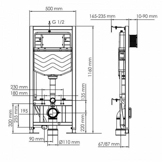 Инсталляция Wasserkraft Aller 10TLT.010.ME.CH01 для подвесного унитаза кнопка хром