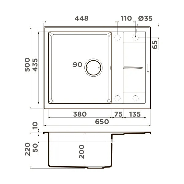 Мойка кухонная Omoikiri Sumi 65 CH 4993677 Tetogranit, шампань
