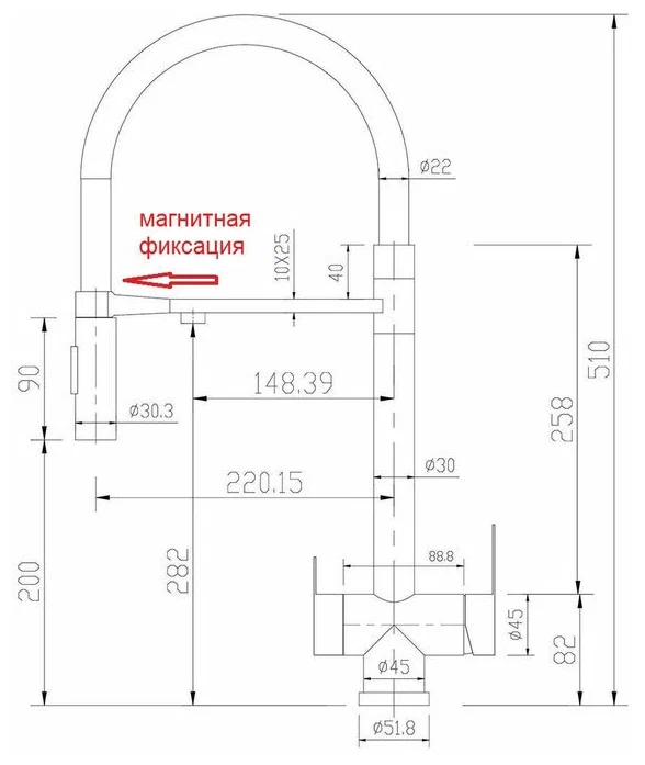 Смеситель для кухни ZorG Sanitary Magnit SZR-3030 Grafit Смеситель для кухни ZorG Sanitary Magnit SZR-3030 Grafit