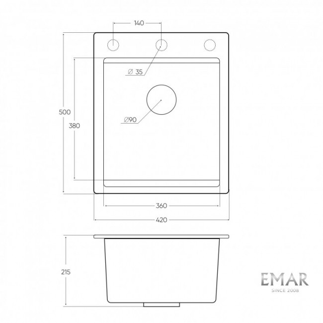 Мойка кухонная Emar Quartz EMQ-1420.Q Берилл