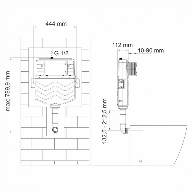 Бачок скрытого монтажа Wasserkraft Aller 10TLT.031.ME.PB03 для напольного унитаза кнопка черная глянцевая