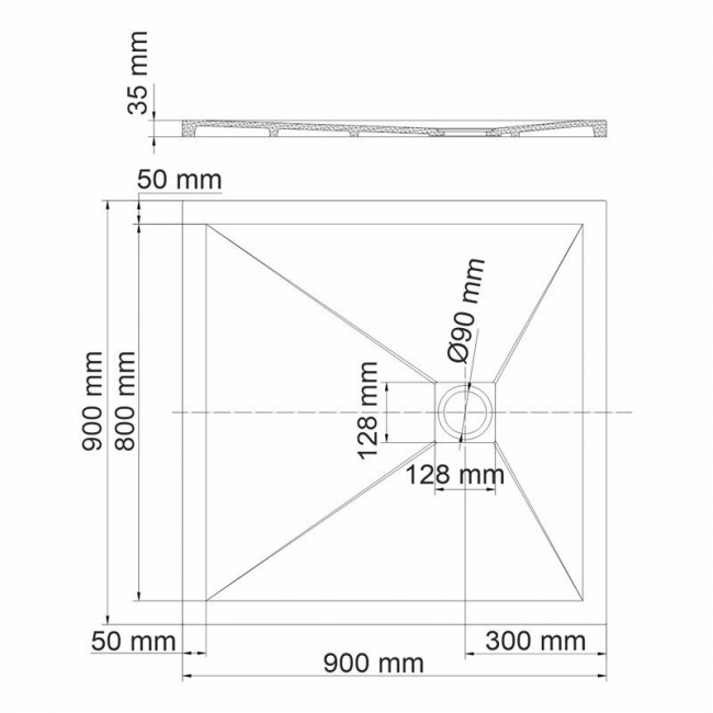 Душевой поддон WasserKRAFT Aller 10T03, квадратный 90x90x3,5 см, слоновая кость матовая