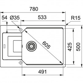 Врезная кухонная мойка  Franke UBG 611-78L графит 114.0595.287